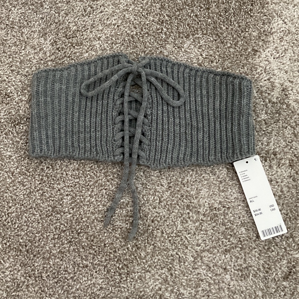 NWT Knit grey lace up corset / crop top